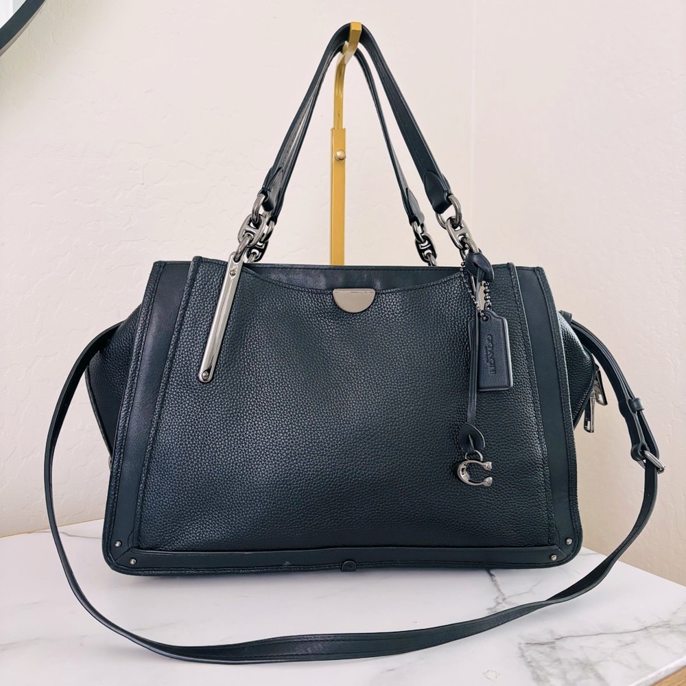 Coach Dreamer 36 Gunmetal Black Leather Tote Bag 38550 - Picture 4 of 15